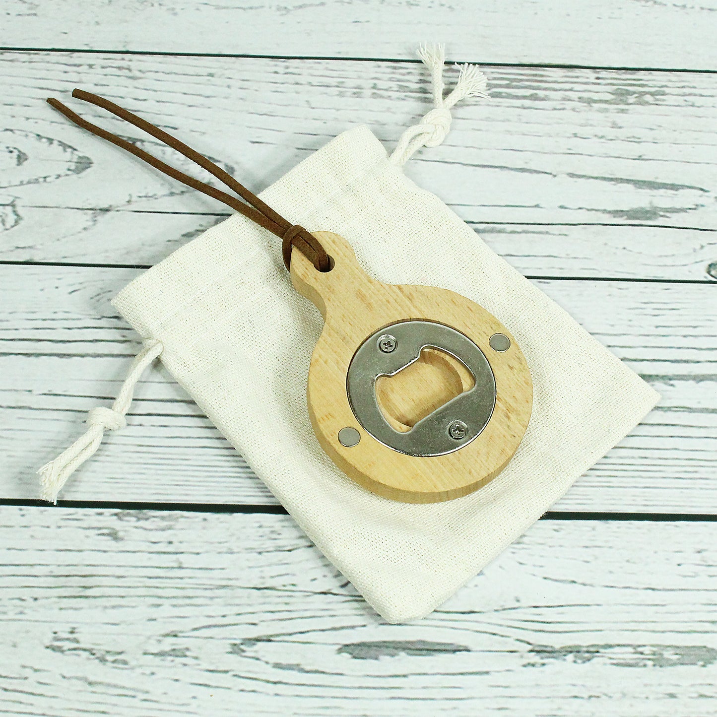 Wood Round Pan Handle Bottle Opener Fridge Magnet